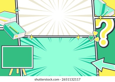 Learning and Teaching Comic Background – Back to School Vector Design for Classroom, Presentations, or Social Media