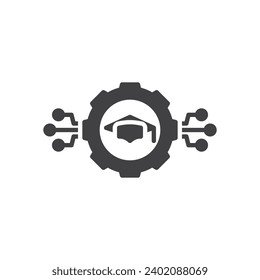 Learning technology process vector icon. filled flat sign for mobile concept and web design. Technology education glyph icon. E-learning symbol, logo illustration. Vector graphics