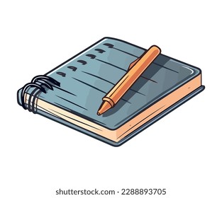 Learning textbook and pen illustration icon isolated