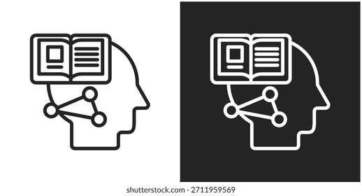 Icono De Teorías De Aprendizaje En Estilo De Línea En Blanco Y Negro