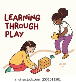 Learning Through Play: Kids Engaging in Educational Activities vector flat design