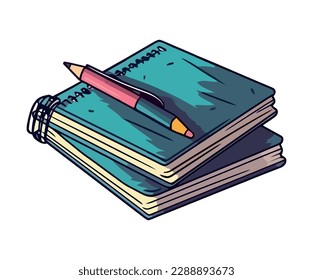 Learning through textbooks pencil icon isolated