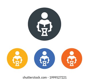 Learning time icon set. Timer, knowledge, reading, open book icon symbol isolated on white background.