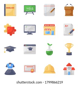 Learning Tools Icons in Modern Flat Style Pack 