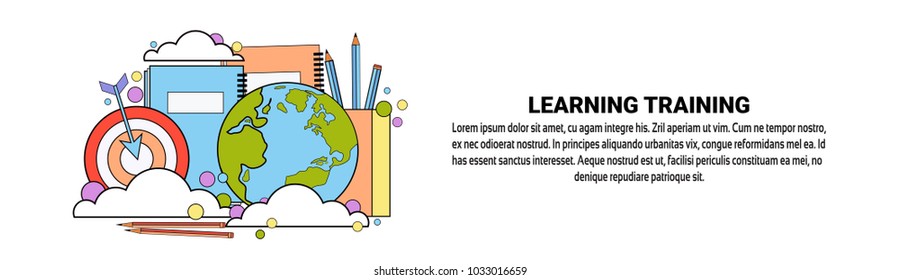 Learning Training Business Education Concept Horizontal Banner With Copy Space Flat Vector Illustration