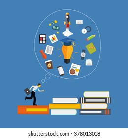 Learning, Training to  Make your Career Progress. Business Flat Vector Illustration EPS10