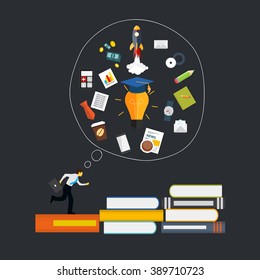 Learning, Training to  Make your Career Progress. Business Flat Vector Illustration EPS10