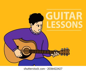 learning, training play the guitar, music lessons