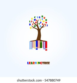 Learning Tree Logo Template. Education, Letters, Books.