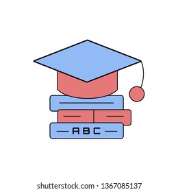learning vector icon- three book with the education cap