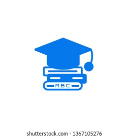 learning vector icon- three book with the education cap