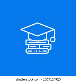 learning vector icon- three book with the education cap