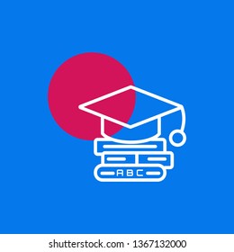 learning vector icon- three book with the education cap