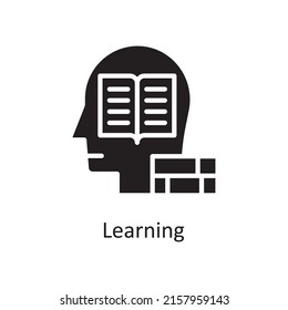 Learning  vector solid Icon Design illustration. Human Mentality Symbol on White background EPS 10 File