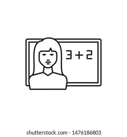 Learning, woman, teacher icon. Element of education line icon