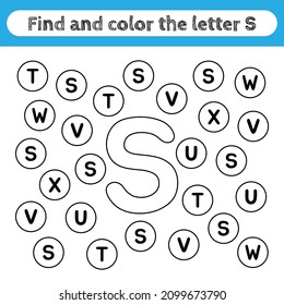 learning worksheets kids find color letters stock vector royalty free 2099673790 shutterstock