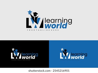 Learning World Educational Logo Template. graduate student concept suitable for school, university, college 
