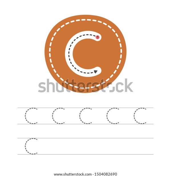 Learning Write Letter C Practical Sheet Stock Vector Royalty Free 1504082690