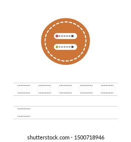 Learning to write a sign equally. A practical sheet from a set of exercises for the development and education of children. Spelling a math sign. Vector illustration.