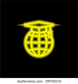 Learning yellow glowing neon ui ux icon. Glowing sign logo vector