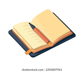 Learning from a yellow textbook page isolated