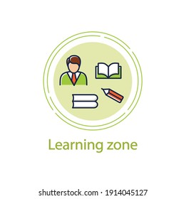 Learning zone concept line icon. Route to success. Self improvement and self realization. Business and career development. Education, training. Vector isolated conception metaphor illustration