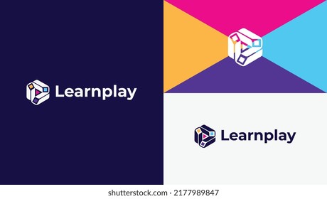 LearnPlay is an Educational logo, symbol, badge, monogram, and emblem. 3D Concept icon.