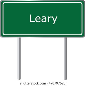 Leary , Georgia , road sign green vector illustration, road table, USA city