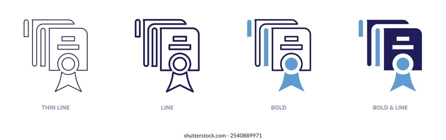 Lease agreement icon in 4 different styles. Thin Line, Line, Bold, and Bold Line. Duotone style. Editable stroke.