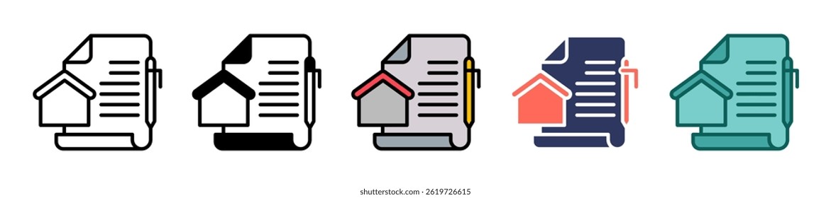 Lease Agreement Icon multiple Vector Illustration