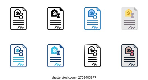 Lease agreement icon set multiple style collection 
