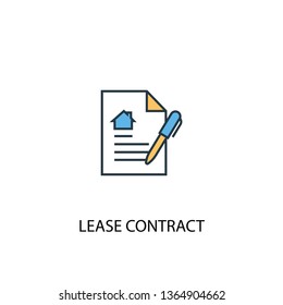 Lease contract concept 2 colored line icon. Simple yellow and blue element illustration. Lease contract concept outline symbol design