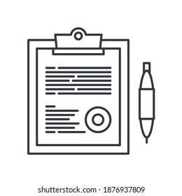 Lease contract icon, linear isolated illustration, thin line vector, web design sign, outline concept symbol with editable stroke on white background.