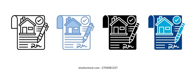 Conjunto de iconos de contrato de arrendamiento Colección de estilos múltiples