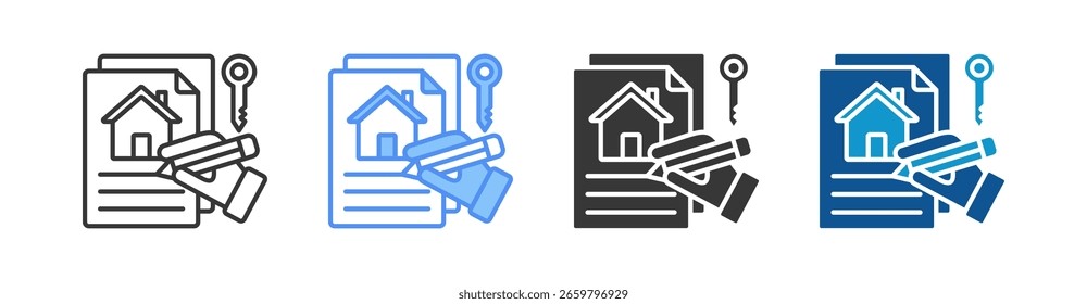 Colección de conjunto de iconos multiestilo de arrendamiento