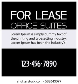 For lease sign.
Poster for commercial purposes, use individuals and professionals for real estate transactions.