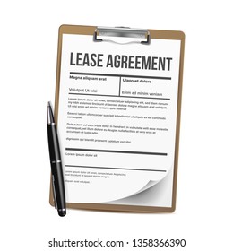 Lease Vector. Home Rent Blank Document Lease. Contract Loan Property. Illustration