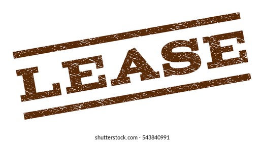 Lease watermark stamp. Text caption between parallel lines with grunge design style. Rubber seal stamp with scratched texture. Vector brown color ink imprint on a white background.