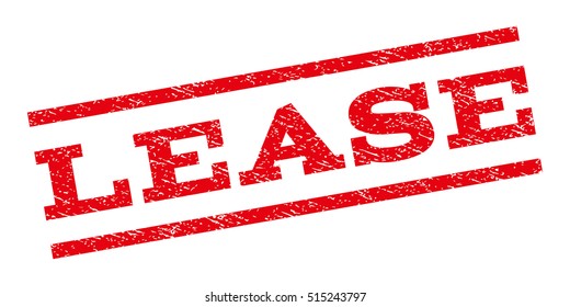 Lease watermark stamp. Text tag between parallel lines with grunge design style. Rubber seal stamp with dust texture. Vector red color ink imprint on a white background.