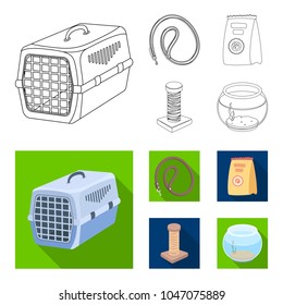 Leash, feed and other zoo store products.Pet shop set collection icons in outline,flat style vector symbol stock illustration web.
