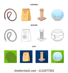 Leash, feed and other zoo store products.Pet shop set collection icons in cartoon,outline,flat style vector symbol stock illustration web.