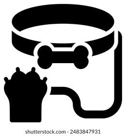 Leash icon with glyph style. Suitable for website design, logo, app and UI. Based on the size of the icon in general, so it can be reduced.