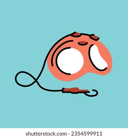 Leash tape measure for dogs black line icon. Pictogram for web page, mobile app, promo.
