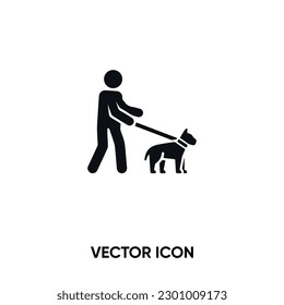 Leashed dog vector icon. Modern, simple flat vector illustration for website or mobile app. Walking with the dog symbol, logo illustration. Pixel perfect vector graphics