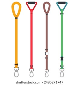 Leashes for dogs vector cartoon set isolated on a white background.