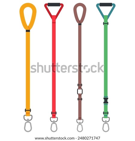 Leashes for dogs vector cartoon set isolated on a white background.