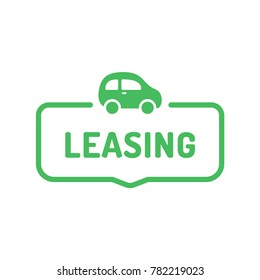 Leasing. Badge with auto icon. Flat vector illustration on white background.
