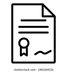 Leasing document paper icon. Outline leasing document paper vector icon for web design isolated on white background