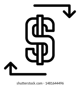 Leasing dollar icon. Outline leasing dollar vector icon for web design isolated on white background