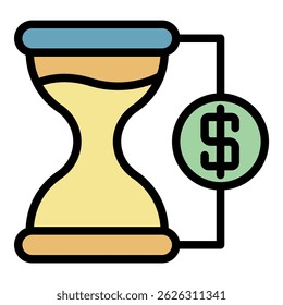 Leasing hourglass icon. Outline leasing hourglass vector icon color flat isolated